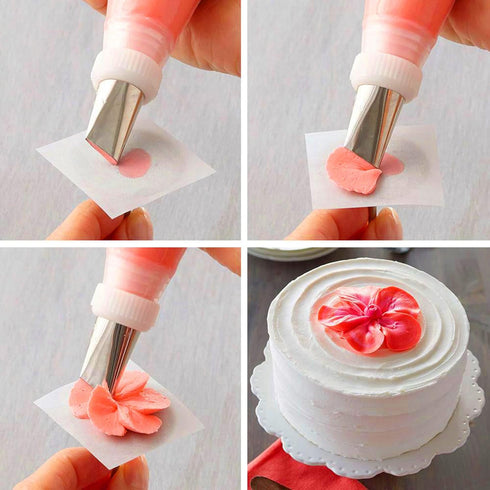 7 Pieces Rose Flower Piping Tips Set, Cake Decorating Tips and Icing Nozzles for Cupcake Decorating Kit