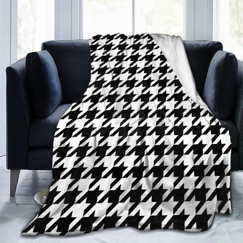 Perinsto Houndstooth Pattern Throw Blanket Ultra Soft Warm All Season Decorative Fleece Blankets