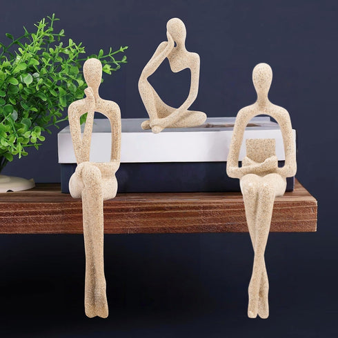Set 3 Gold Home Decor Thinker Statue Accents, of Thinker Sculptures Office Decor Modern Abstract Resin Decoration on