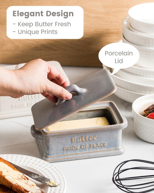 Countertop Zoeeker Butter Dish with Lid, Ceramic Butter Holder Container Large Butter Dish for Farmhouse Mother's Day