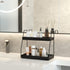 2-Tier Counter 2 ZGO Modern Bathroom Organizer, Wooden Sink Organizer Shelf for Vanity Storage, Makeup Bedroom Corner