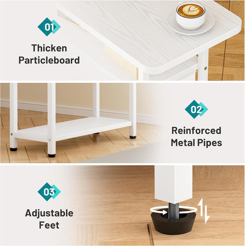 3 AOODA Narrow Nightstand with Drawers, Tier Skinny Bedside Table for Bedroom, Slim Living Room End Tables with Storage
