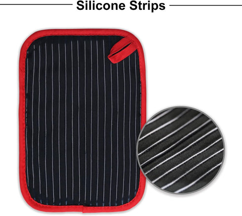 Hot Pads for Kitchen - Potholders Heat Resistant, Heavy Duty Pot Holders with Pockets, Set of 2, Black