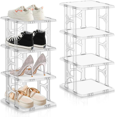KALYLOC Shoe Rack - Plastic Vertical Shoe Organizer, 8 Tier Space Saver