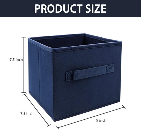 Small Storage Bins - Collapsible Fabric Organizer 3 Pack, 9.0"x7.5"x7.5" for Closet and Kids Toys, Blue
