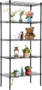 FDW 5 Tier Pantry Shelves, Adjustable Storage Rack Metal Shelf NSF Units for Kitchen, Garage, Small Places, Black