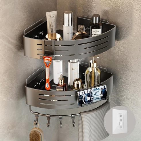 Voldra 2 Pack Corner Shower Shelves, Aluminum Stick On Showers Organizer, Modern