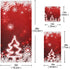 Set 3, 1 ALAZA Christmas Bathroom Towels Decorative Red of Bath Hand Washcloth White Snowflake Soft Luxury Kitchen Spa