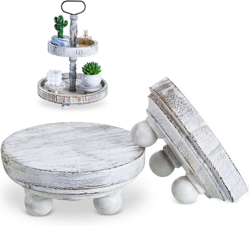Yalikop Set of 2 Mini Wood Risers for Decor Round Wooden Riser