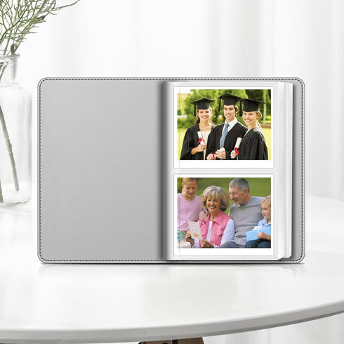 Fintie Photo Album for 3.5x4.25 Inch Polaroid Films - 64 Pockets, Vintage Black, Compatible With Fujifilm Instax