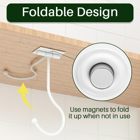 2-Pack Banana Hook Under Cabinet,Banana Holder,Metal Banana Hanger Hook,Adhesive Banana Hook, Foldable Banana Hook, Folds Up With Magnets When Not In Use,Banana Rack,Keep Bananas Fresh (White)