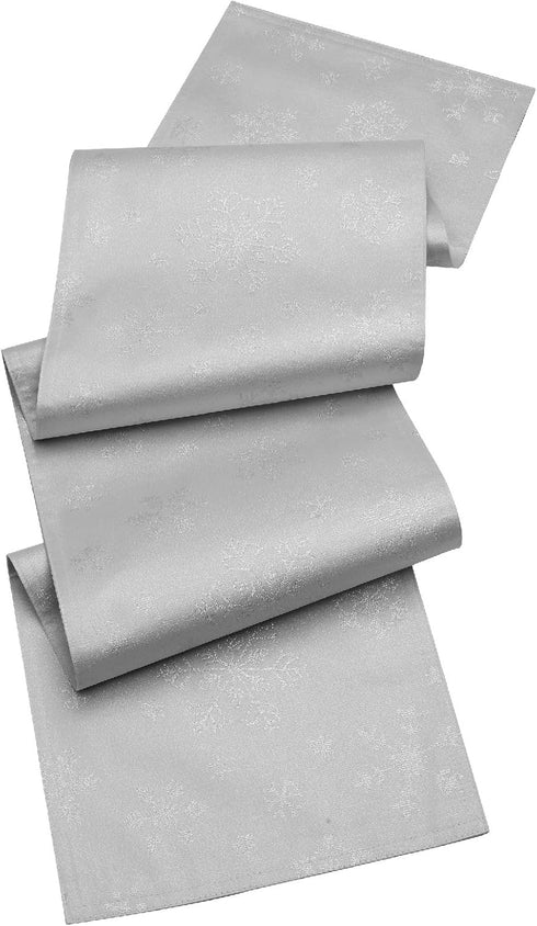 13 95 Inch, HARORBAY White Table Runner x Farmhouse Silver Dresser Scarf for Dining Room Kitchen Party Winter Holiday