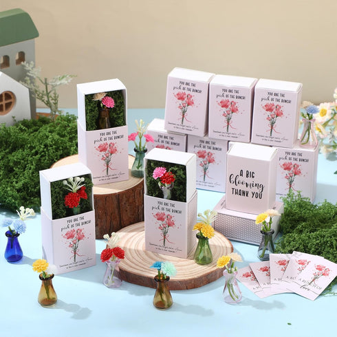 36 Sets Thank You Bulk Gifts for Women Mothers Day Teacher Appreciation Positive Mini Bud Vases with Flowers Office