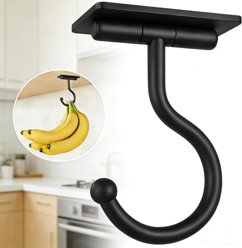 Josmimic Under Cabinet Banana Hook Adhesive - Sticky Banana Hanger Under Counter, Sturdy