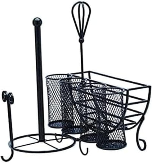 Mikasa Gourmet Basics Avilla Picnic Caddy, Antique Black Finish, Paper Plate Organizer