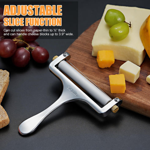 3 Mozzarella Sopito Stainless Steel Wire Cheese Slicer With Extra Wires Adjustable Thickness, Handheld Cheese Block