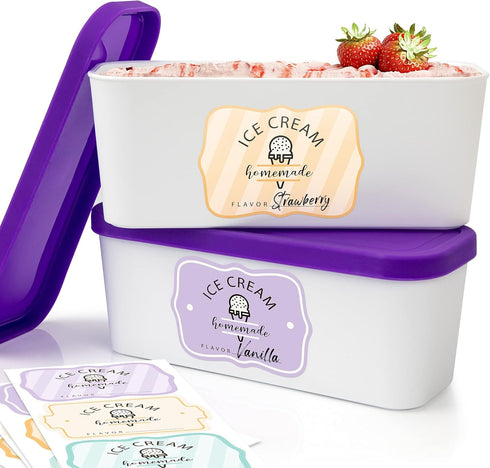 Set of 2 Reusable Ice Cream Tub Containers 1.6 Quart Ea. -