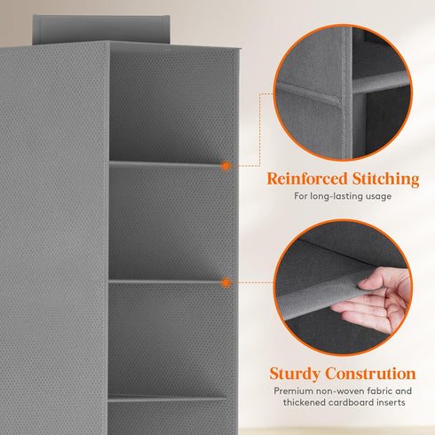 Lifewit 10 Compartments Hat Organizer - 1 Pack Hanging Storage Organizer for Baseball Caps, Holds Up to 40 Hats, Grey