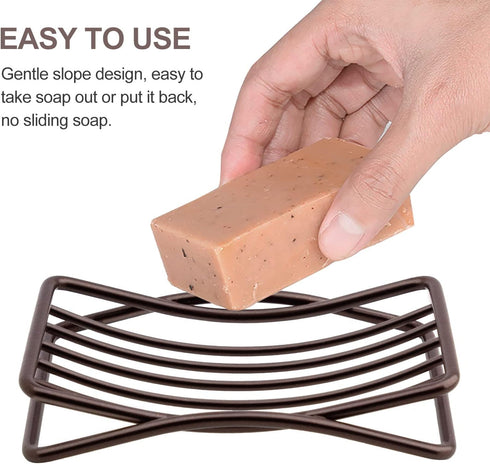 Soap Dish for Shower, Stainless Steel Self-Draining Bar Soap Holder, Easy Cleaning Quick Dry, Bronze