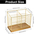 Metal Utensil Holder Rack for Kitchen Counter, Cooking Tools Storage Organizer with Sturdy Base and Drainage Hole (Gold