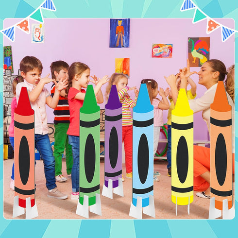 Memorywuu 6 31.5 Inch Pcs Kindergarten Graduation Decorations Crayon Yard Signs Large Preschool Graduation Outdoor