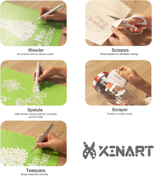 Xinart Weeding Tools Set, Basic Vinyl Weed Removal Tool Kit with Weeder, Scraper, Spatula, Tweezers, Scissors