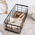 ROSE BLOOM Small Metal Wire Storage Basket, Decorative Wood Base Organizer for Bathroom, Kitchen, Laundry Room (1 Pack)