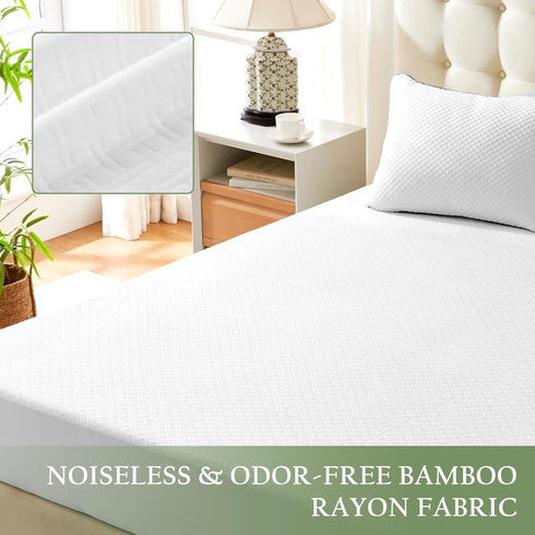 3D 8''-21'' Waterproof Mattress Protector California King Size, Premium Bamboo Viscose Noiseless Air Fabric Natural