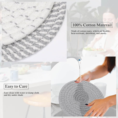 7" Trivets for Hot Dishes, 4 Heat Resistant Hot Pads for Kitchen, Hot Plate Mats for Countertops and Home Essentials