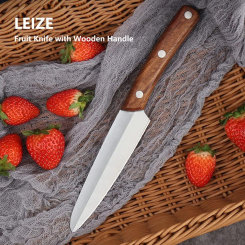 Leize 4.6-Inch Pro Paring Knife, High Carbon Stainless Steel Fruit/Vegetable Carving Knife with Wooden Handle