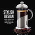 OVENTE 20 Ounce French Press Coffee Maker and Tea Infuser with 4 Level Stainless Steel Filter System, Borosilicate Heat Resistant Glass Carafe with Free Measuring Scoop, Silver FSL20S by OVENTE