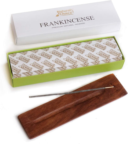 Frankincense Premium Natural Incense Gift Box with Incense Burner - Low Smoke, 100% Natural, No Chemical Dipping