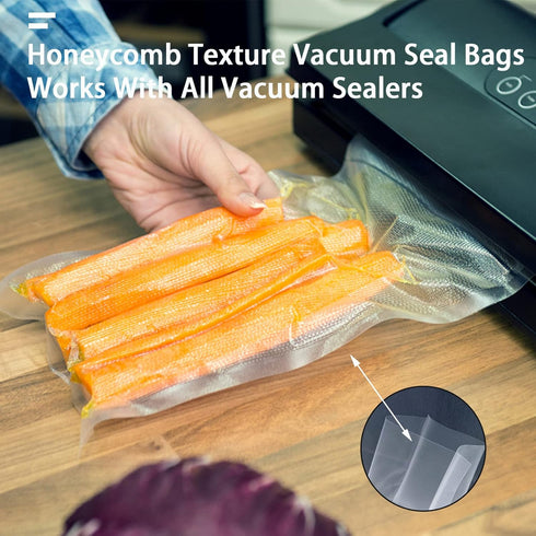 Heavy Duty Vacuum Sealer Bags, 4x6 Inch Pre-Cut Design, 100 Pcs for Food Storage, Boilsafe to 280°F