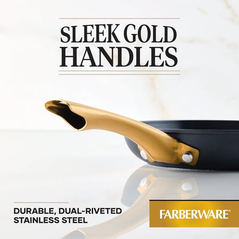 Farberware 8.25 Inch Forged Induction Ceramic Nonstick Frying Pan/Skillet, Dishwasher Safe, All Stovetops, Black and