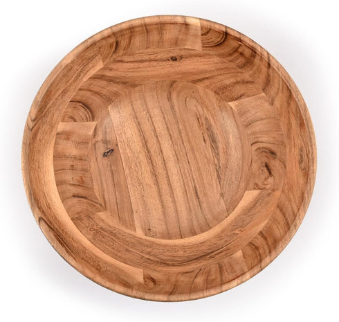Acacia Wood Fruit Bowl, 10" x 10" x 4", Serving Dish for Fruits or Salads, Beautiful Kitchen Decor