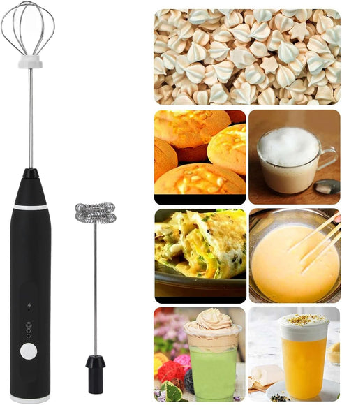 Mini Electric Blender Rechargeable Whipper 3 Modes Handheld Milk Frother with Detachable Probe Adjustable Foam Maker Blender for Frappe Hot Chocolate Cream by Natudeco