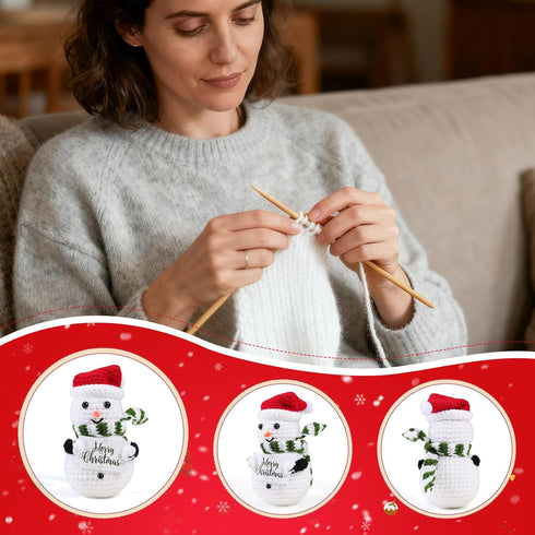 Merry Christmas Crochet Gifts for Women Men, Xmas Handmade Snowman for Family Friends, Funny Winter Christmas Stocking