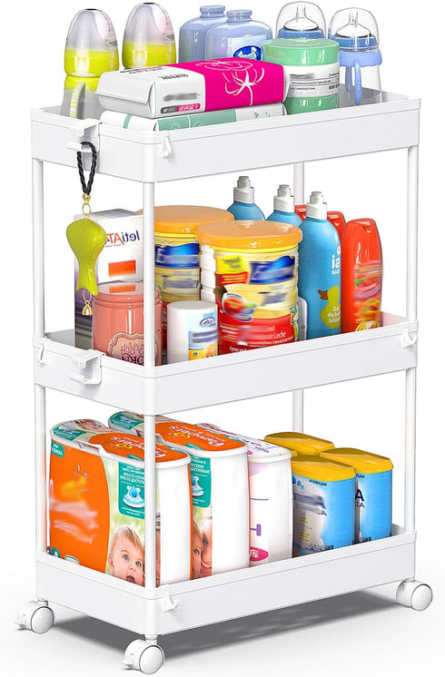 SPACEKEEPER Storage Rolling Cart, 3 Tier Laundry Room Organization Utility Cart Bathroom