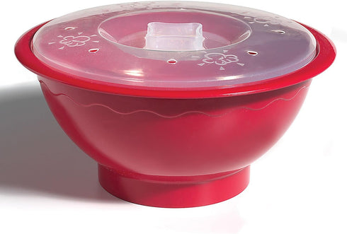 Norpro Microwave Popcorn Popper, 10.5" x 5" x 10.5", Red with Clear Lid
