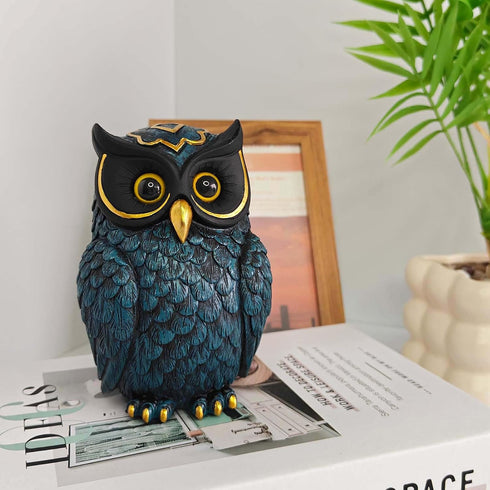 Charming Owl Resin Figurine - Perfect Home Decor for Bookshelves and Living Rooms