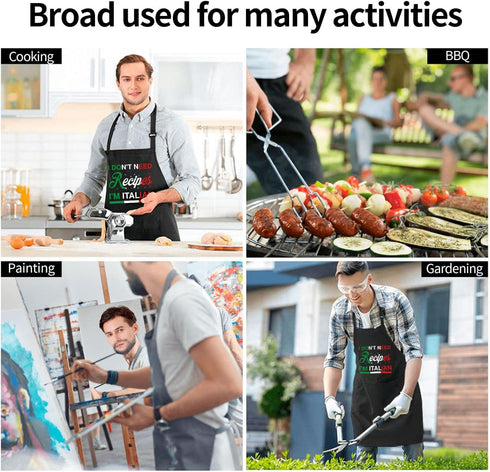Chef Apron for Men - Funny Pizza Apron, Italian Gifts for Women, Kitchen BBQ Grill Dad Mom