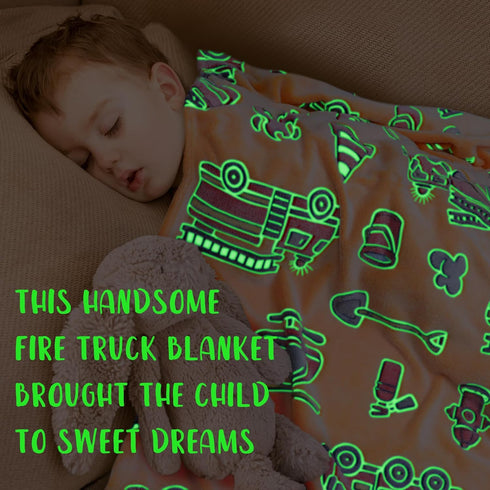 1-3 3-5, 3-10, 50" 60" Gdindff Toddler Blankets for Boys, Firetruck Toys for Toddler Fire Truck Glow in the Dark