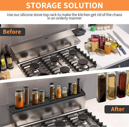 30 Inch 2 Silicone Magnetic Stove Top Shelf, Kitchen Shelf Over Stove Spice Rack Apartment Must Haves Kitchen Gadgets