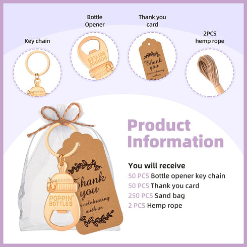 wxfdac 50 Baby Bottle Opener Baby Shower Gifts for Returning Guests Wedding Party Souvenirs Children's Birthday Party
