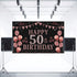 Trgowaul 50th Birthday Decorations for Women - Rose Gold 50th Birthday Banner Backdrop, Happy 50th Birthday Party