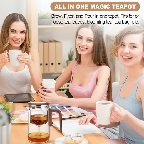 Package, 27oz/800ml Enchanti Tea Pot, Glass Teapot with Removable Infuser, Magnetic Loose Leaf Tea Steeper, Magic