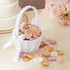 White Flower Girl Basket with Satin Bowknot & Pearl Design - 8 x 5.2 x 6 Inch, Ideal for Wedding Party Accessories