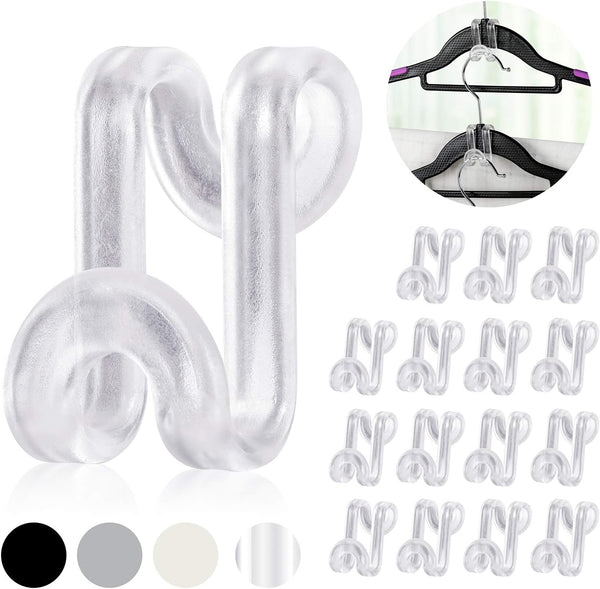 Mlici Hanger Hooks - 60 Pack Space Saving Clothes Hanger Connector Hooks for Closet Organizer (Clear)
