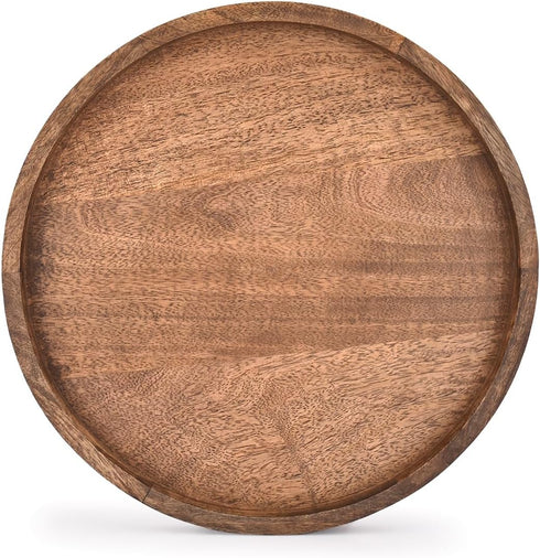 EDHAS (12" 12" 1") Round Wooden Decorative Candle Holder Tray for Coffee Table Centerpieces Modern Farmhouse Home