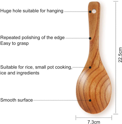 8 Pieces Wooden Spoons Set 9 Inch for Cooking, Serving Salad, Stirring Soup, Rice, Nonstick Heat Resistance Easy to Use